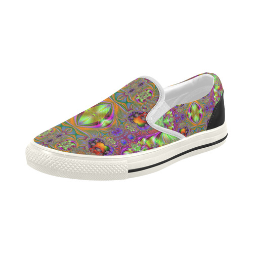 Swathed in Colors Fractal Abstract Women's Slip-on Canvas Shoes (Model 019)