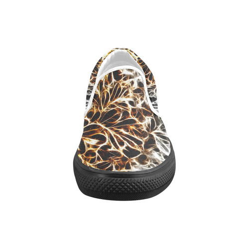 Foliage #10 Gold & Silver - Jera Nour Women's Unusual Slip-on Canvas Shoes (Model 019)