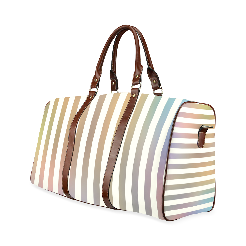 Pastel Stripes Waterproof Travel Bag/Large (Model 1639)