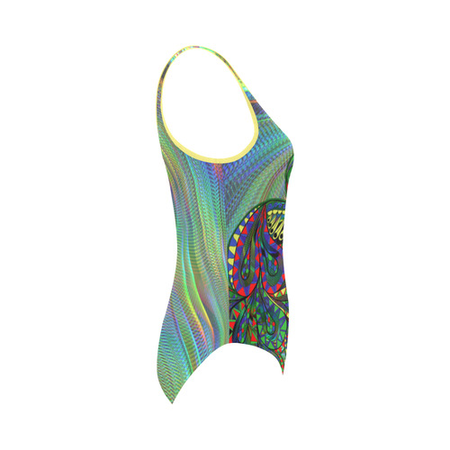 Abstract peacock 3 Vest One Piece Swimsuit (Model S04)