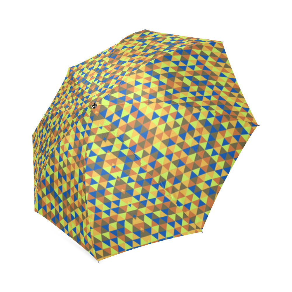 Blue and yellow mini rectangles Foldable Umbrella (Model U01)