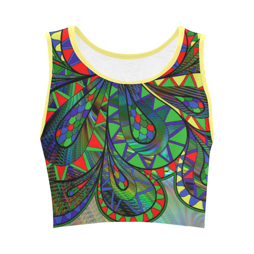abstract peacock drawing Women's Crop Top (Model T42)