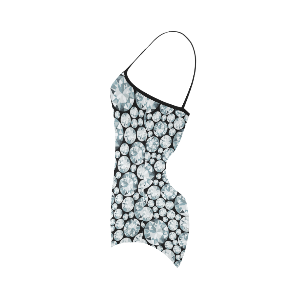 Luxurious white Diamond Pattern Strap Swimsuit ( Model S05)