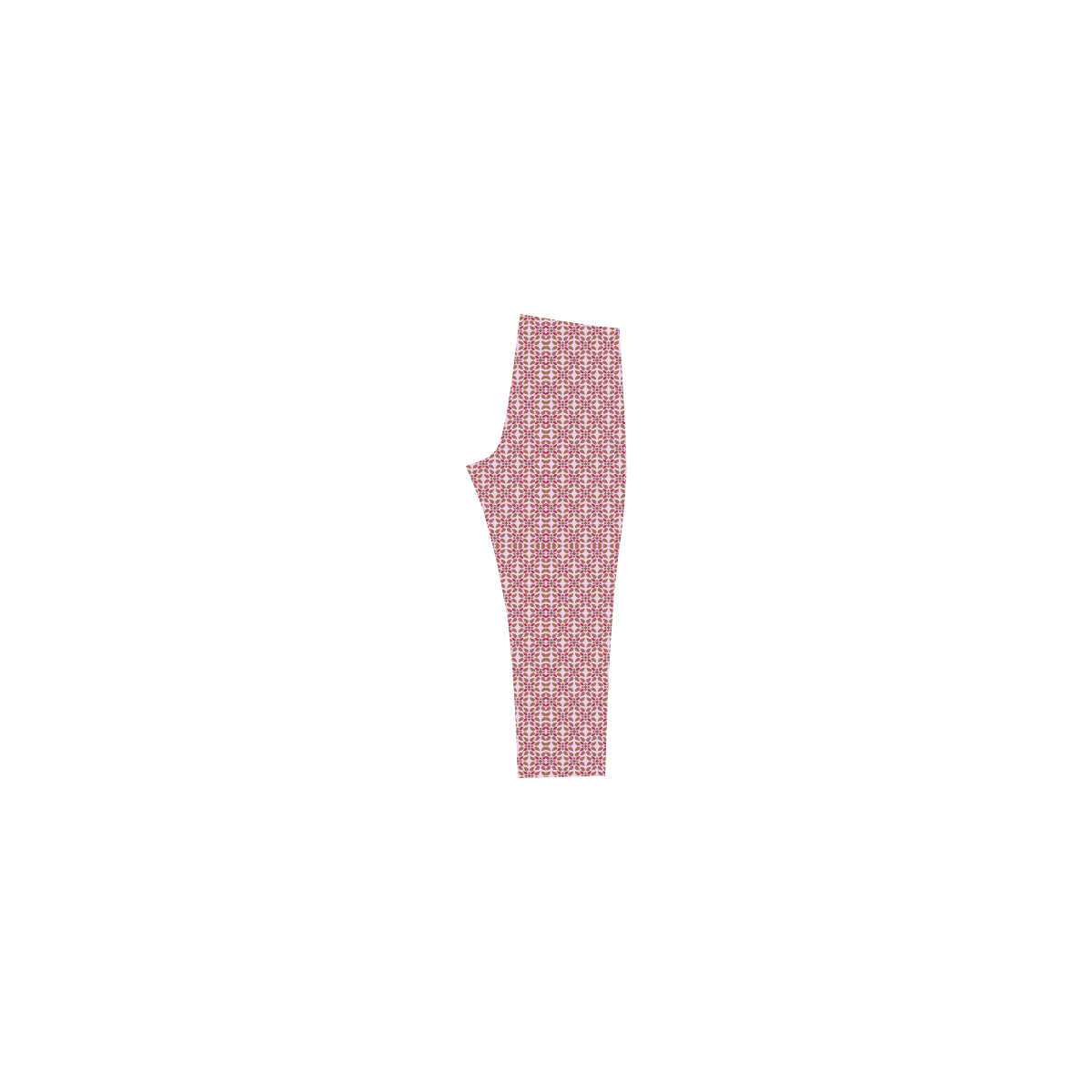 Retro Pink and Brown Pattern Capri Legging (Model L02)