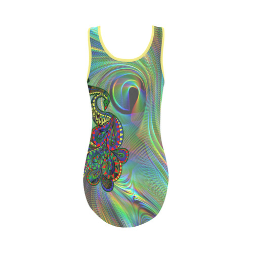 Abstract peacock 3 Vest One Piece Swimsuit (Model S04)