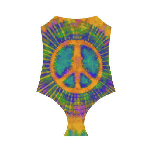 Psychedelic Trippy Peace Sign Tie Dye Strap Swimsuit ( Model S05)