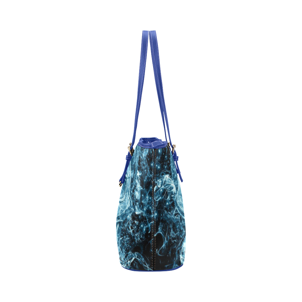 glowing skull Leather Tote Bag/Large (Model 1651)