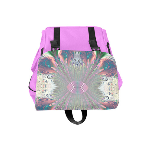 Precious Peacock Feathers Fractal Abstract Casual Shoulders Backpack (Model 1623)