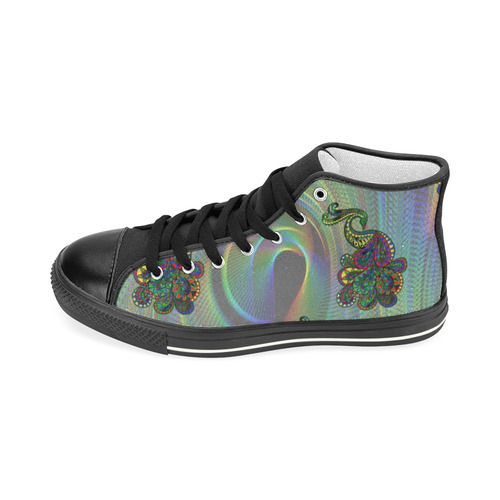 Abstract peacock drawing Women's Classic High Top Canvas Shoes (Model 017)