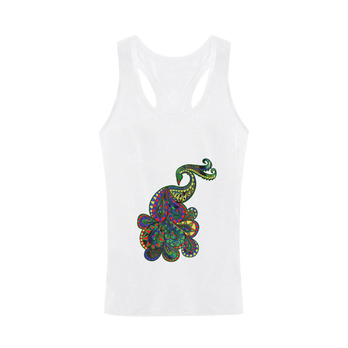 Abstract peacock drawing Plus-size Men's I-shaped Tank Top (Model T32)