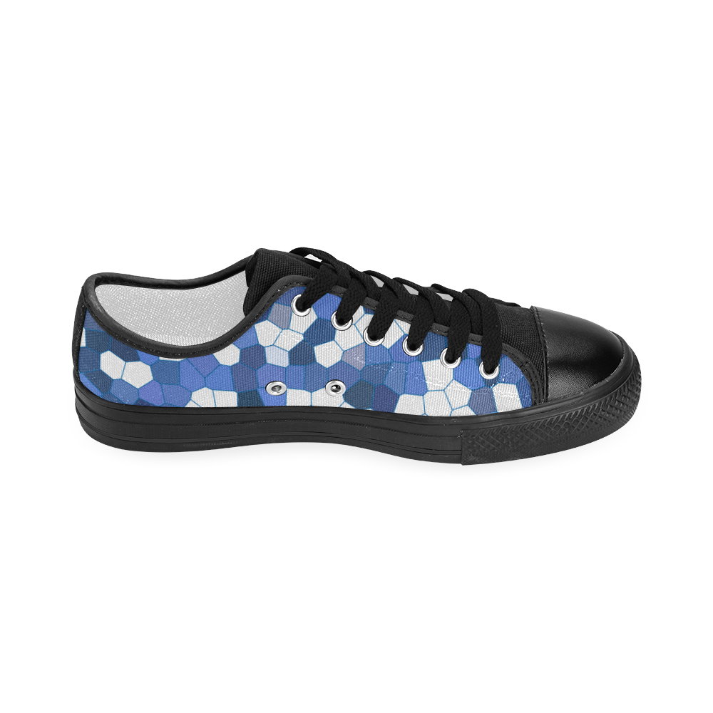 Blue White Mosaic Women's Classic Canvas Shoes (Model 018)