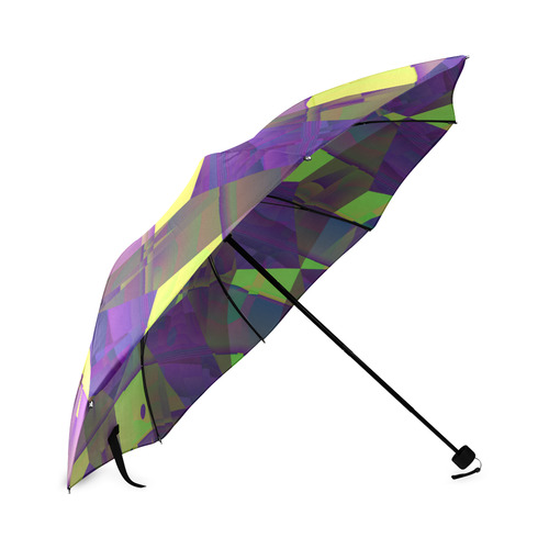 Yellow Blue and Green Abstract Colorful Foldable Umbrella (Model U01)