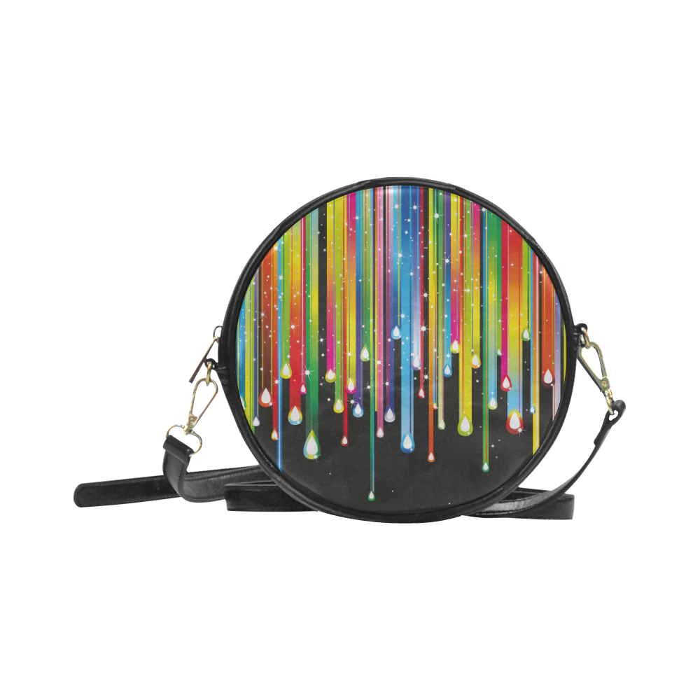 Colorful Stripes and Drops Round Sling Bag (Model 1647)