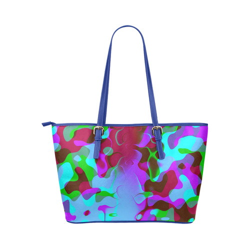 Retro Abstract Colorsplash Leather Tote Bag/Large (Model 1651)