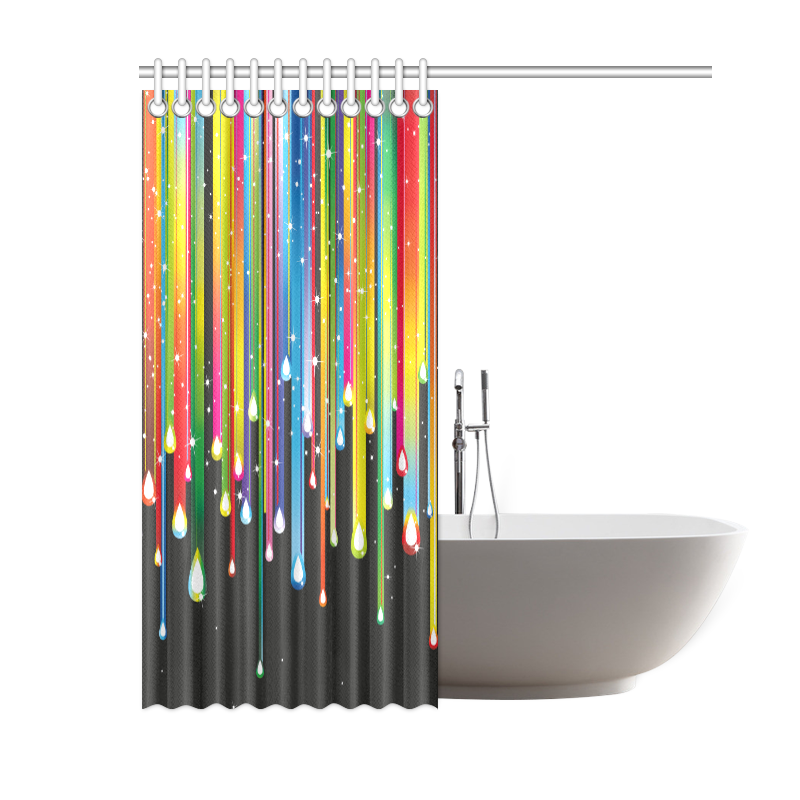 Colorful Stripes and Drops Shower Curtain 60"x72"