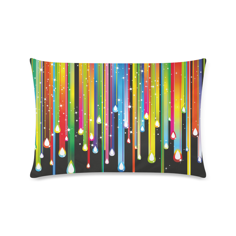 Colorful Stripes and Drops Custom Rectangle Pillow Case 16"x24" (one side)