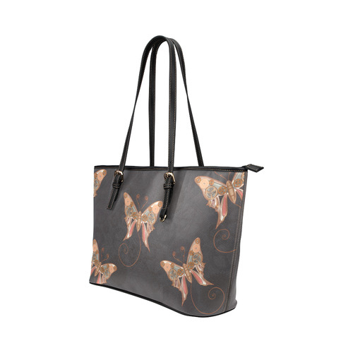 Steampunk Mechanical Butterfly by ArtformDesigns Leather Tote Bag/Large (Model 1651)