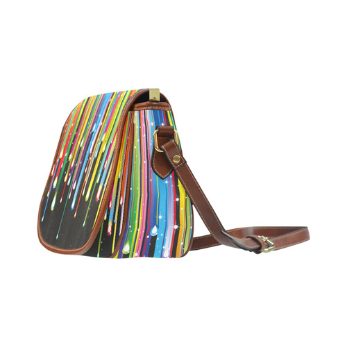 Colorful Stripes and Drops Saddle Bag/Large (Model 1649)
