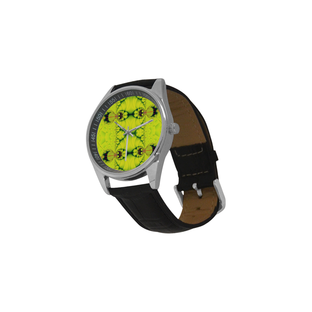 Sunny Day in the Tropics Fractal Abstract Men's Casual Leather Strap Watch(Model 211)