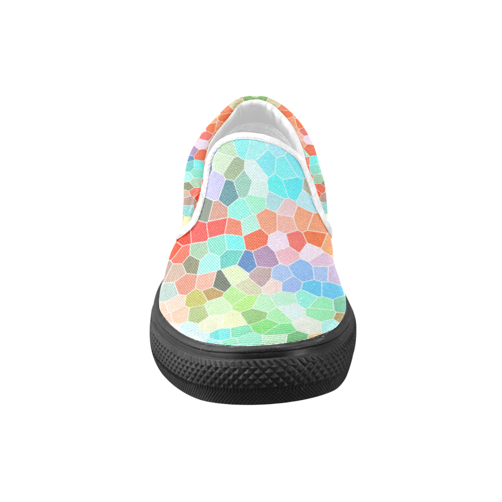 Colorful Mosaic Women's Unusual Slip-on Canvas Shoes (Model 019)