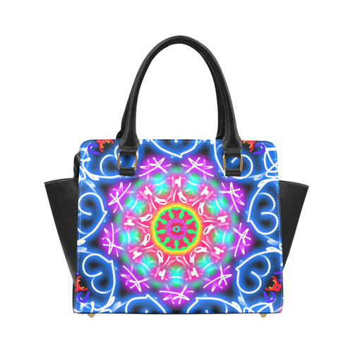 Blue Heart Mandala Classic Shoulder Handbag (Model 1653)