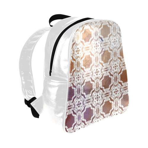 White  and gold watercolor mosaic mandala Multi-Pockets Backpack (Model 1636)