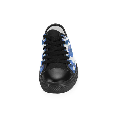 Blue White Mosaic Women's Classic Canvas Shoes (Model 018)