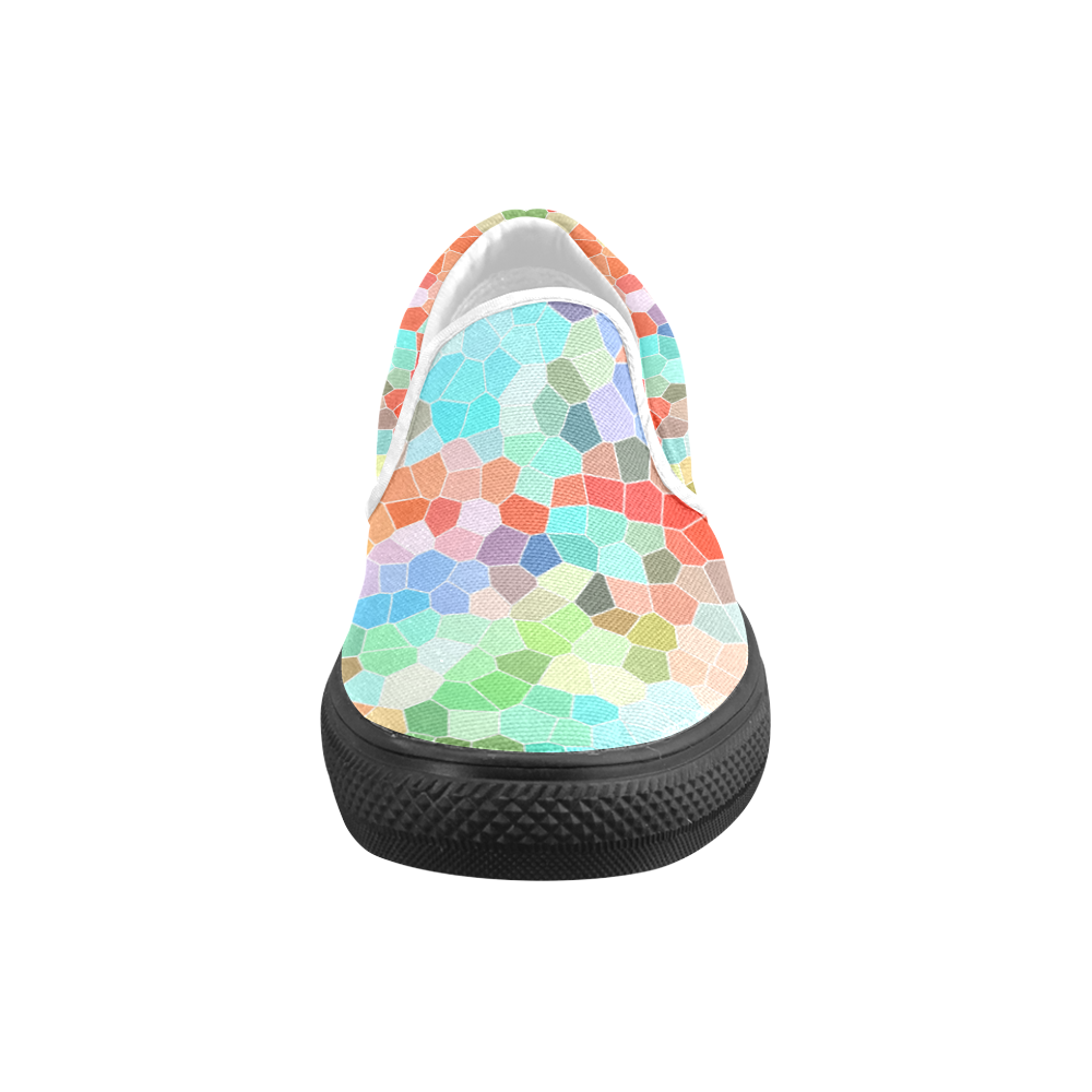 Colorful Mosaic Women's Unusual Slip-on Canvas Shoes (Model 019)