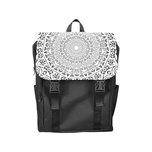 Deep black and white  mandala Casual Shoulders Backpack (Model 1623)