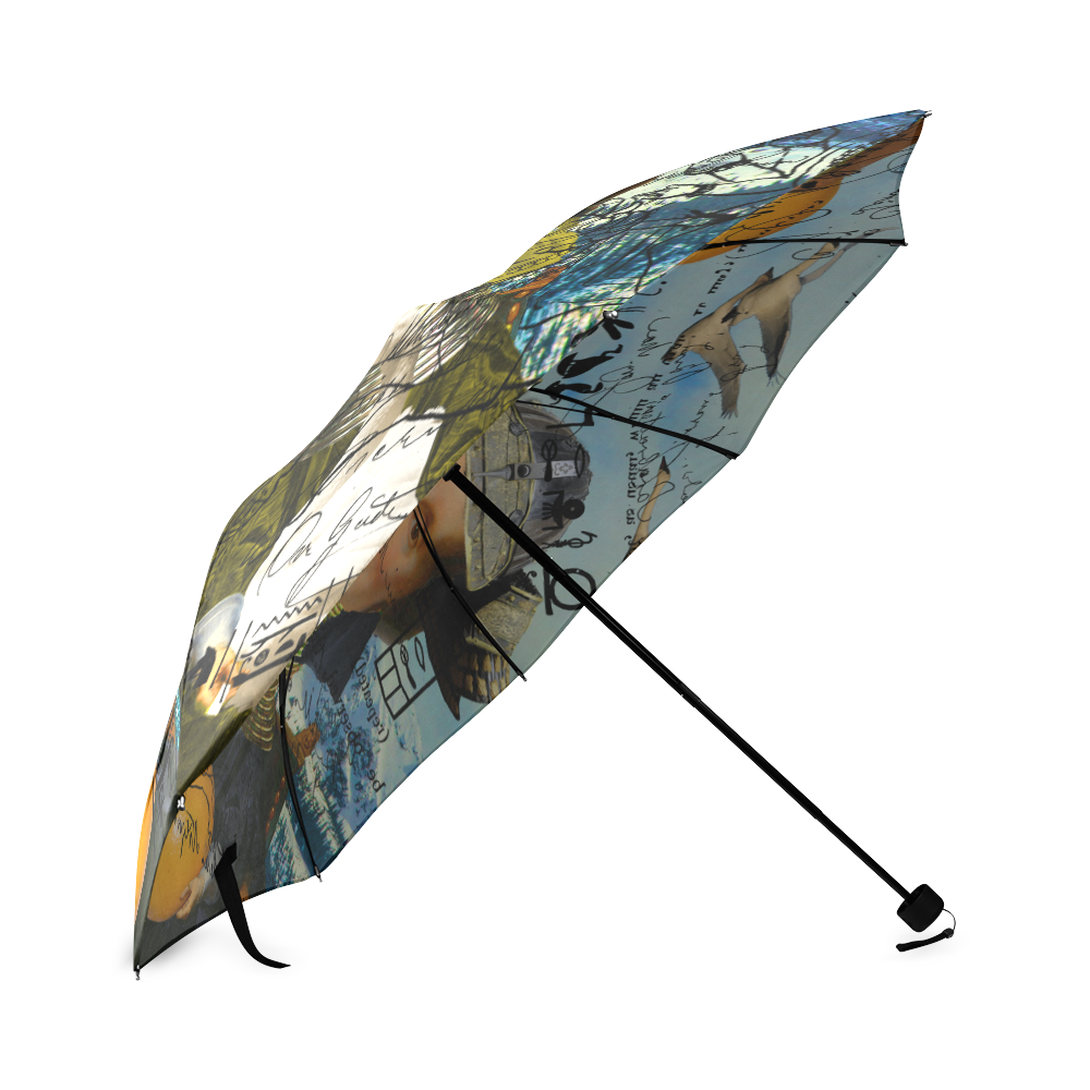 THE TWO TWINS IN BLUE AND YELLOW IV I Foldable Umbrella (Model U01)