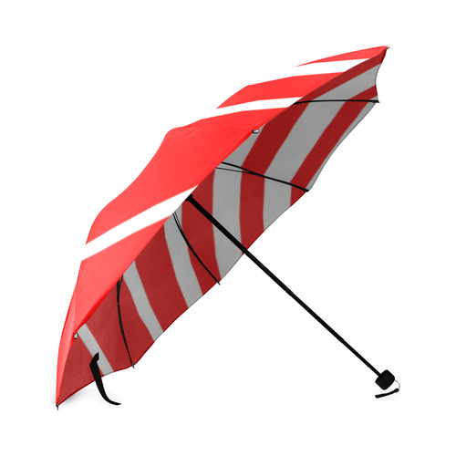 Red and White Stripes Foldable Umbrella (Model U01)
