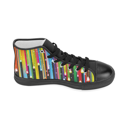 Colorful Stripes and Drops Women's Classic High Top Canvas Shoes (Model 017)