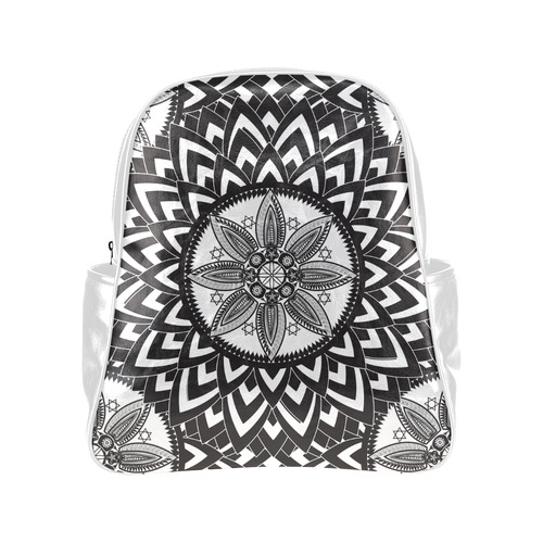 Black and white mandala Multi-Pockets Backpack (Model 1636)
