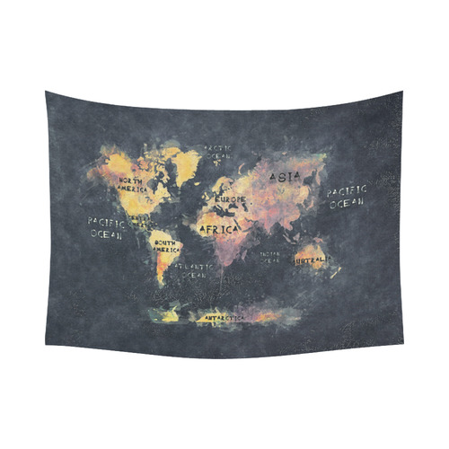 world map OCEANS and continents Cotton Linen Wall Tapestry 80"x 60"