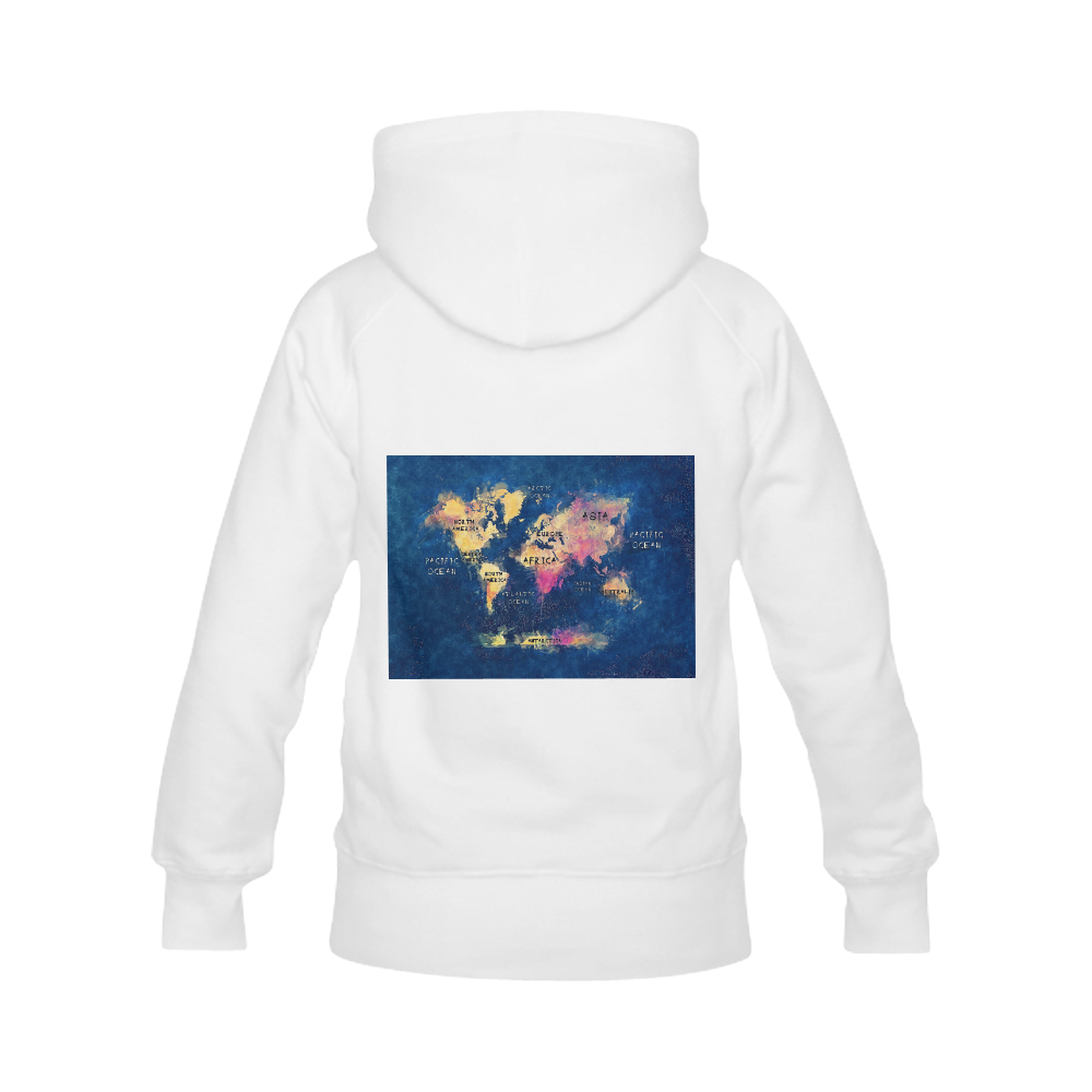 world map oceans and continents Women's Classic Hoodies (Model H07)