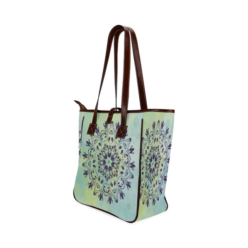 Flourish purple and blue watercolor mandala Classic Tote Bag (Model 1644)