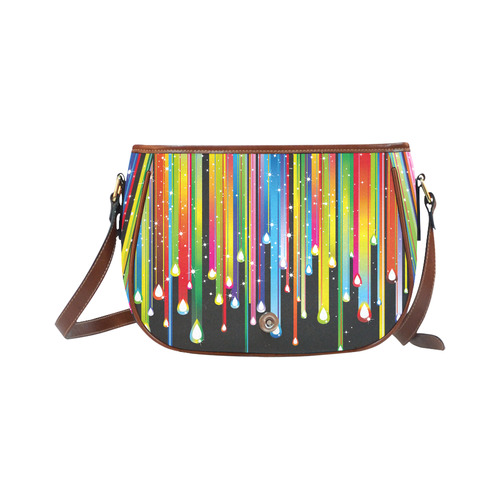 Colorful Stripes and Drops Saddle Bag/Small (Model 1649) Full Customization