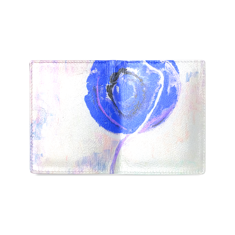 Golden Rose Acrylic Icey Blue Men's Leather Wallet (Model 1612)