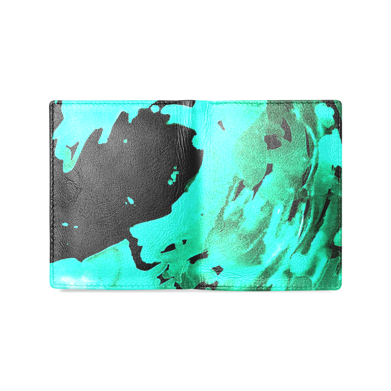 save the water watercolor revised aqua cool Men's Leather Wallet (Model 1612)