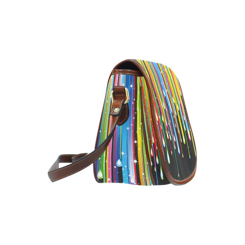 Colorful Stripes and Drops Saddle Bag/Small (Model 1649) Full Customization