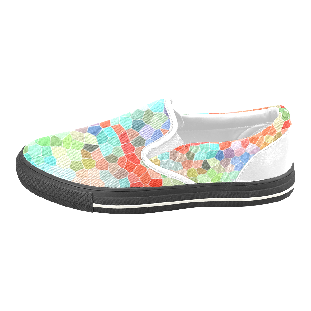 Colorful Mosaic Women's Unusual Slip-on Canvas Shoes (Model 019)