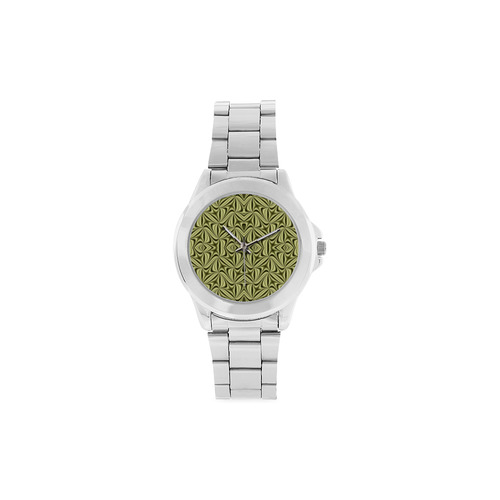 Golden Hologram Fractal Abstract Unisex Stainless Steel Watch(Model 103)