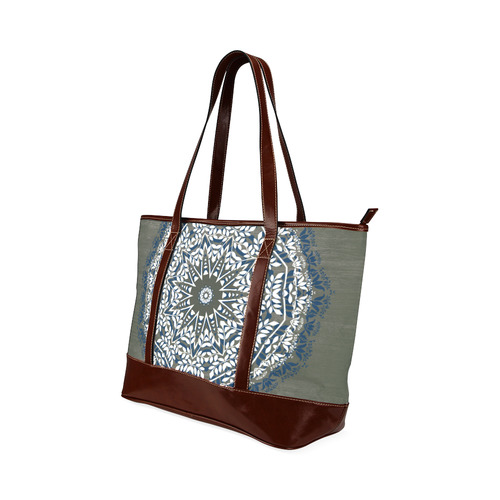 Blue, grey and white mandala Tote Handbag (Model 1642)