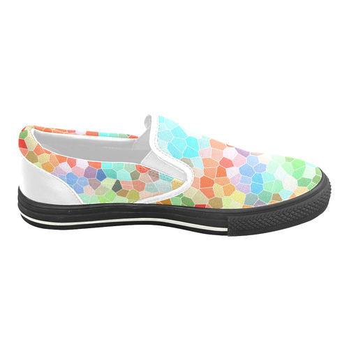 Colorful Mosaic Women's Unusual Slip-on Canvas Shoes (Model 019)