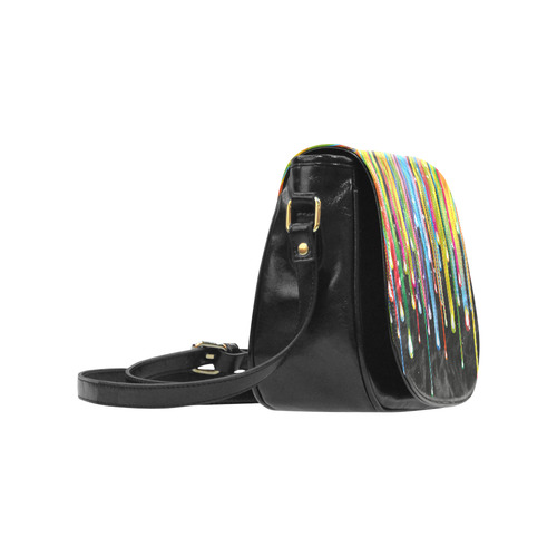 Colorful Stripes and Drops Classic Saddle Bag/Large (Model 1648)
