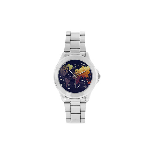 ocean world map Unisex Stainless Steel Watch(Model 103)