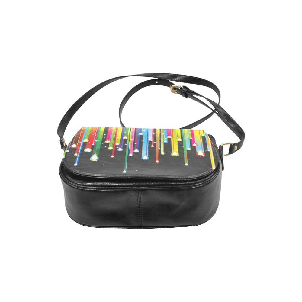 Colorful Stripes and Drops Classic Saddle Bag/Small (Model 1648)