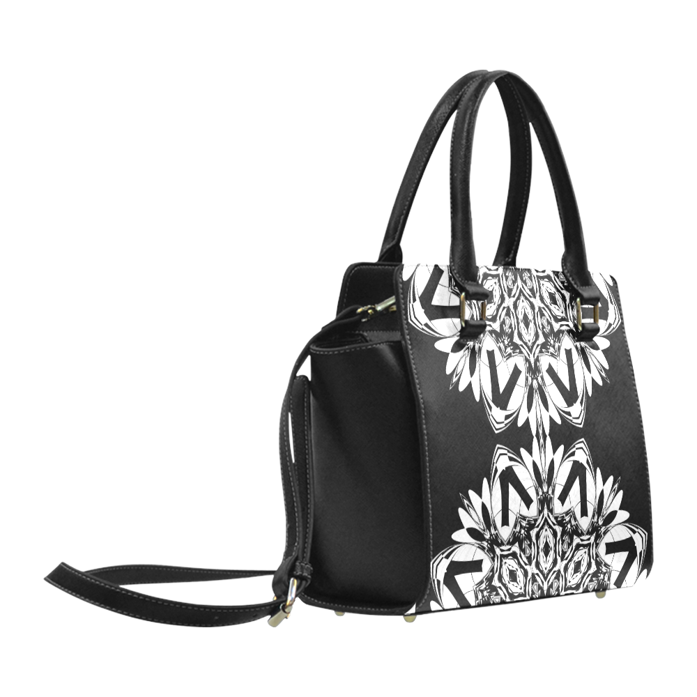 Half black and white Mandala Classic Shoulder Handbag (Model 1653)