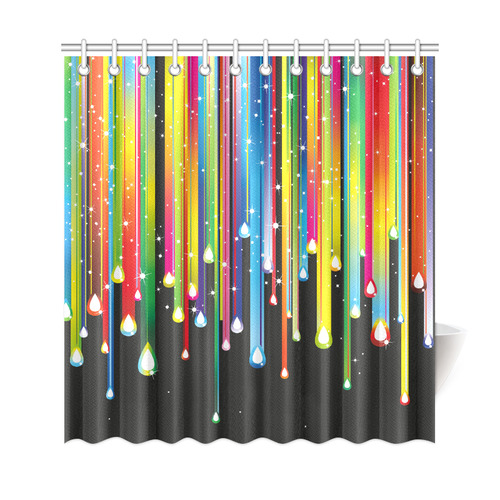 Colorful Stripes and Drops Shower Curtain 69"x72"