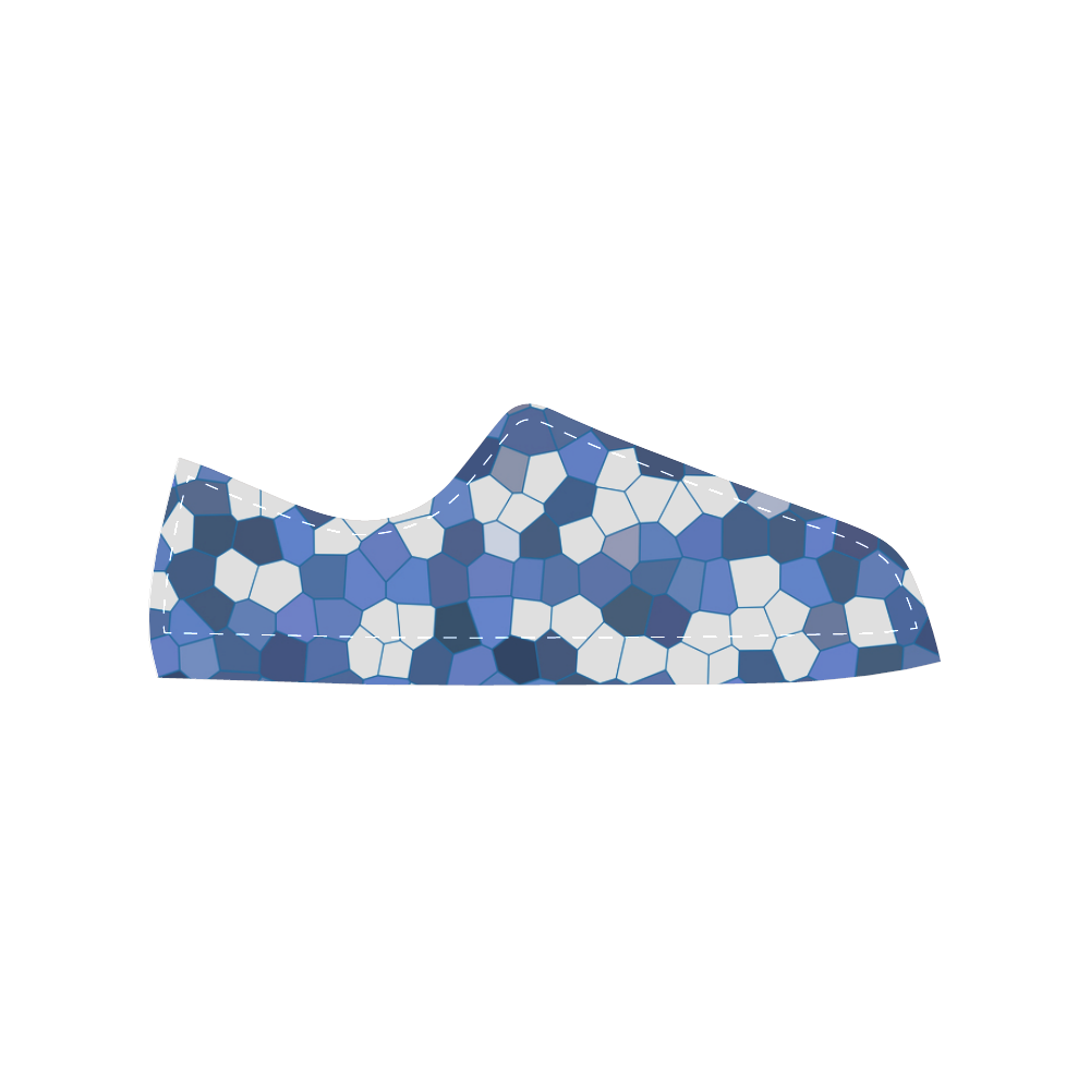 Blue White Mosaic Women's Classic Canvas Shoes (Model 018)